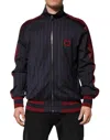 Dolce & Gabbana Blue Red Striped Logo Plaque Full Zip Jacket In Multi