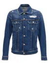Dolce & Gabbana Blue Jacket With Classic Collar And Rips In Denim Stretch Man In Blue