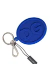 Dolce & Gabbana Blue Rubber Dg Logo Silver Brass Metal Keyring Keychain In Blue