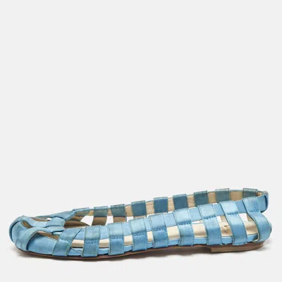 Pre-owned Dolce & Gabbana Blue Satin Ballet Flats Size 40