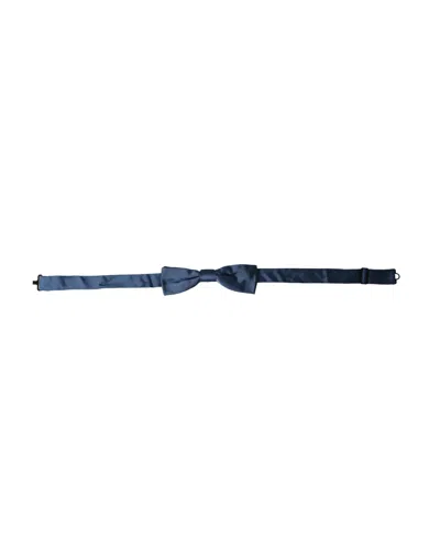 DOLCE & GABBANA DOLCE & GABBANA BLUE SATIN SILK ADJUSTABLE NECK MEN BOW MEN'S TIE