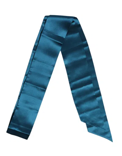Dolce & Gabbana Blue Satin Silk Skinny Foulard Wrap Men's Scarf