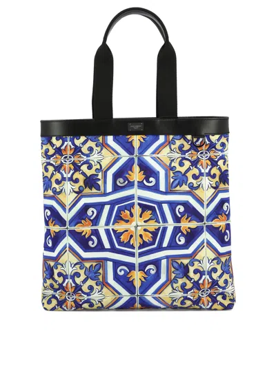 Dolce & Gabbana Blue Shoulder Handbag For Men In Pattern