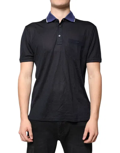 Pre-owned Dolce & Gabbana Blue Silk Collared Short Sleeves Polo Men's T-shirt ()