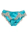 Dolce & Gabbana Blue Silk Satin Floral Lace Trim New Slip Underwear In Blue