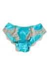 Dolce & Gabbana Blue Silk Satin Floral Lace Trim New Slip Underwear In Blue