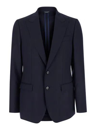 Dolce & Gabbana Blue Single-breasted Flannel Taormina-fit Blazer