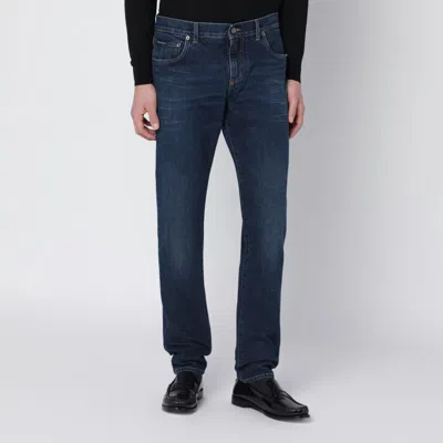 Dolce & Gabbana Blue Skinny Jeans In Black
