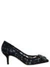 Dolce & Gabbana Scarpe Con Tacco In Pizzo Blu Notte Donna In Blue