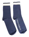 Dolce & Gabbana Blue Stretch Dg Logo Print Mid Calf Socks In Blue