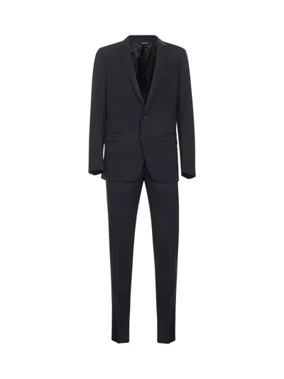 DOLCE & GABBANA BLUE STRETCH WOOL MARTINI TWO-PIECE SUIT