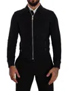 DOLCE & GABBANA DOLCE & GABBANA ELEGANT BLUE SUEDE SHORT MEN'S JACKET