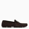 DOLCE & GABBANA MEN'S BROWN SUEDE MOCCASINS WITH LOGO BAND