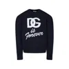 Dolce & Gabbana Girls Navy Blue Wool-knit Dg Sweater In Blue