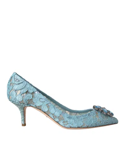 Dolce & Gabbana Court Shoe In Taormina Lace With Crystals In Blue