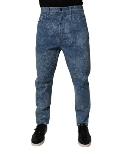 Dolce & Gabbana Blue Tie Dye Cotton Skinny Men Denim Men's Jeans