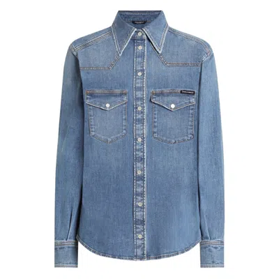 DOLCE & GABBANA DOLCE & GABBANA BLUE TOPS - SHIRTS WOMEN