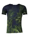 Dolce & Gabbana Blue Tree Print Crewneck Short Sleeve T-shirt In Blue