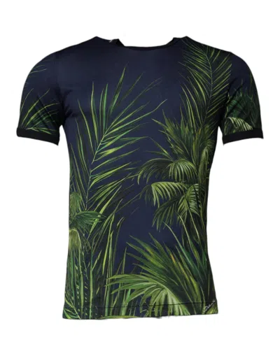 Dolce & Gabbana Blue Tree Print Crewneck Short Sleeve T-shirt