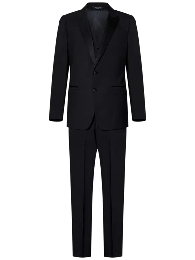 Dolce & Gabbana Blue Virgin Wool And Silk Three-piece Tuxedo