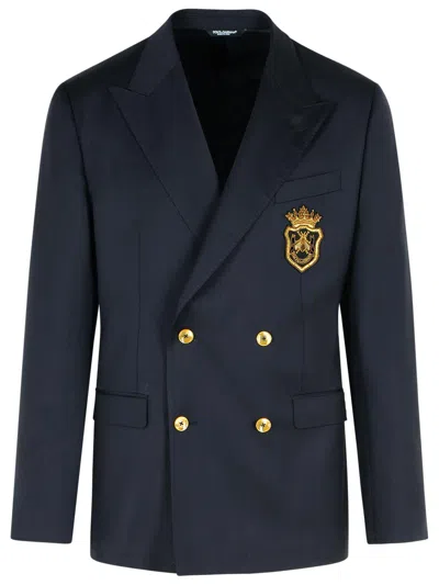 Dolce & Gabbana Blue Virgin Wool Blazer Men