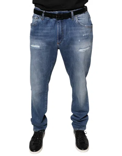 Pre-owned Dolce & Gabbana Blue Washed Cotton Stretch Men Denim Men's Jeans ()