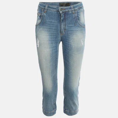 Pre-owned Dolce & Gabbana Blue Washed Denim Capri S/waist 24"