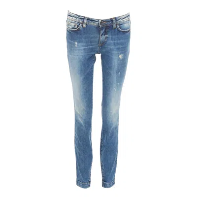 Pre-owned Dolce & Gabbana Dolce Gabbana Blue Washed Distressed Matte Logo Plate Jeans It40 S