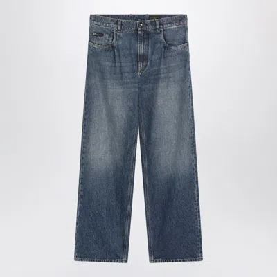 Dolce & Gabbana Washed Over Straight Jeans In Blue
