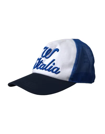 Dolce & Gabbana Blue White Black Italia Mesh Baseball Women's Hat In Multicolor