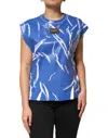 Dolce & Gabbana Blue White Cotton Logo Plaque Women Tank Women's Top In Blue