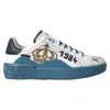 Dolce & Gabbana Blue White Printed Portofino Melt Sneakers In Blue