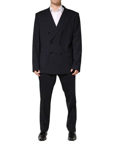 Pre-owned Dolce & Gabbana Blue Wool Double Breasted 2 Piece Men Men's Suit ()