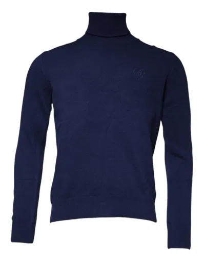 Dolce & Gabbana Wool Knit Turtleneck Pullover Men's Sweater In Blue