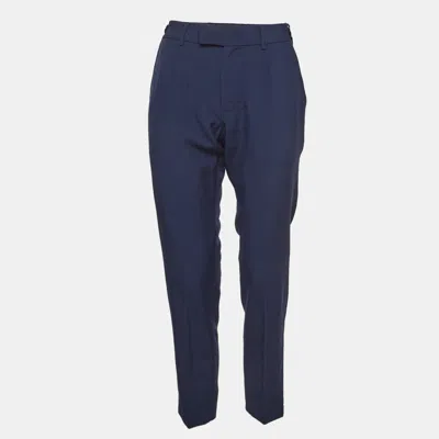 Pre-owned Dolce & Gabbana Blue Wool Regular Pants S