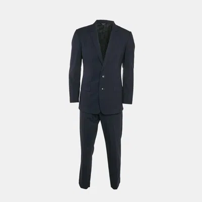 Pre-owned Dolce & Gabbana Blue Wool Single Breasted Pants Suit M