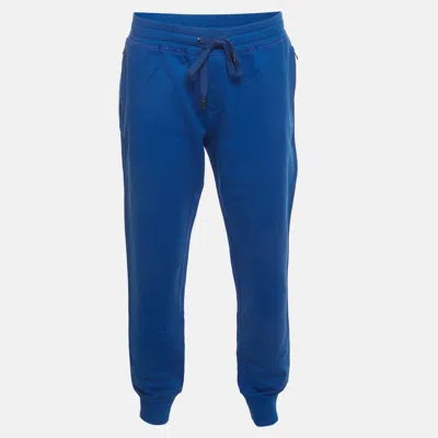 Pre-owned Dolce & Gabbana Blue Zip Detail Cotton Regular Fit Track Pants 5xl
