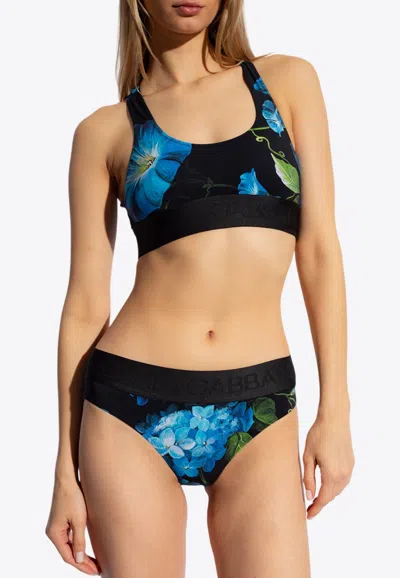 Dolce & Gabbana Bluebell Print Bikini Swimsuit In Multi