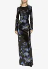 Dolce & Gabbana Bluebell Floral Print Paillette Embellished Gown In Multicolor