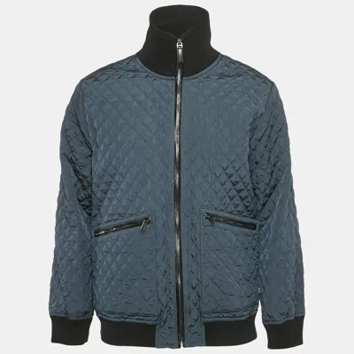 Pre-owned Dolce & Gabbana Blue/black Nylon And Cotton Jacket Xl