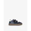 Dolce & Gabbana Blue/dark Kids' Logo-patch Suede And Mesh Trainers Eur 20 / 4 Uk In Blue