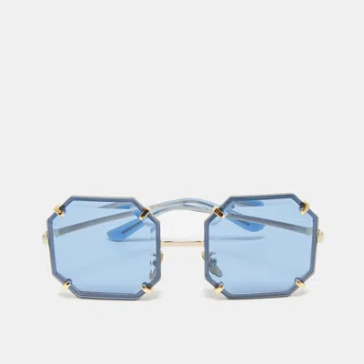 Pre-owned Dolce & Gabbana Blue/gold Tone Dg2216 Square Sunglasses