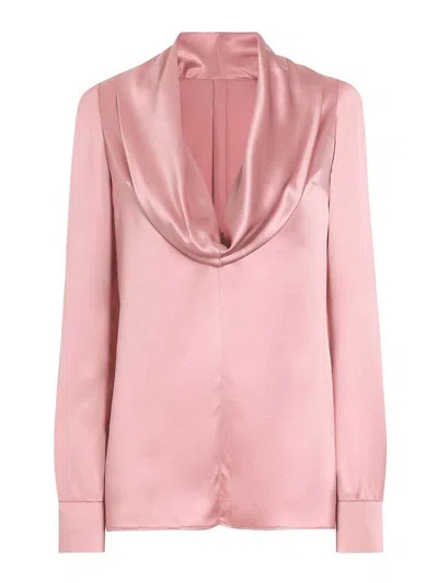DOLCE & GABBANA BLUSH PINK SILK BLOUSE WITH A SOFT NECKLINE