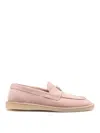 Dolce & Gabbana Suede Leather Moccas In Nude & Neutrals