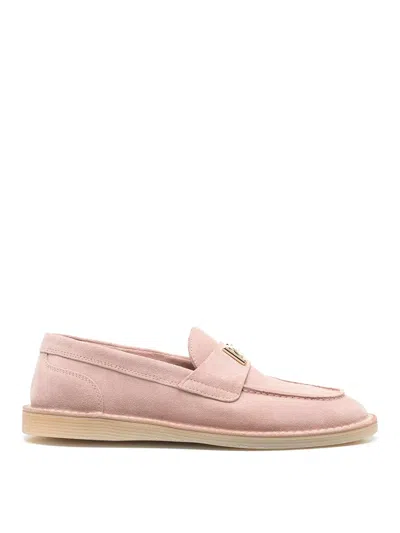 Dolce & Gabbana Logo-lettering Loafers In Pink