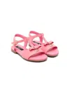 DOLCE & GABBANA BLUSH PINK PATENT LEATHER SANDALS WITH DG LOGO