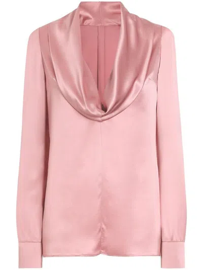 Dolce & Gabbana Blush Pink Silk Blouse With A Soft Neckline