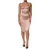 Dolce & Gabbana Blush Pink Silk Satin Bustier Midi Bodycon Dress In Pink