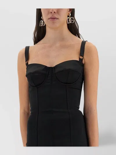 Dolce & Gabbana Bodice Dress With Strap Detailing And Structured Cups In Black