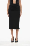 Dolce & Gabbana Bodycon Longuette Skirt With Monogram In Black
